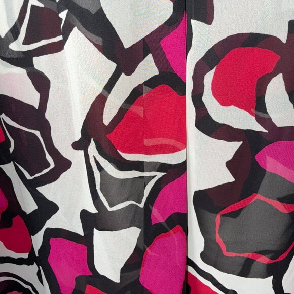 NWT Worthington Womens Large Sheer Floral Blouse Pink Red Black White - Picture 5 of 9